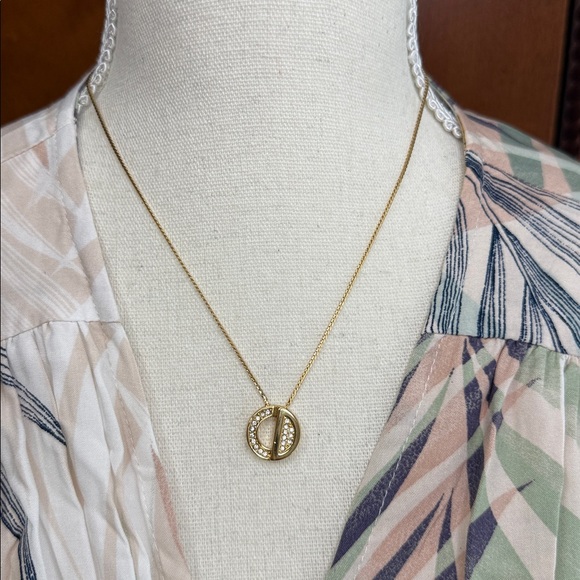 Dior Gold Necklace with Silver Crystals Pendant - Picture 1 of 10